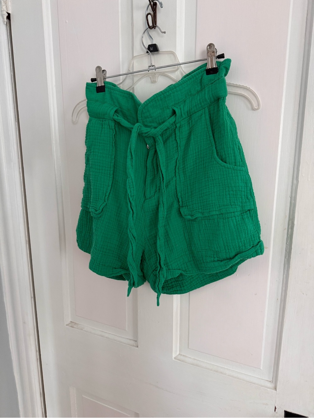 Blank NYC Emerald Green High-Waist Drawstring Shorts